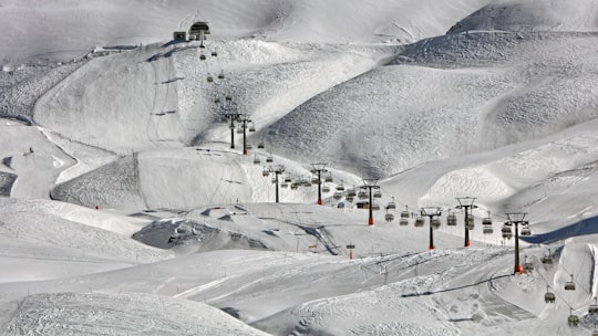 high-angle photography of cable cars near snow ground in Melchsee-Frutt Switzerland