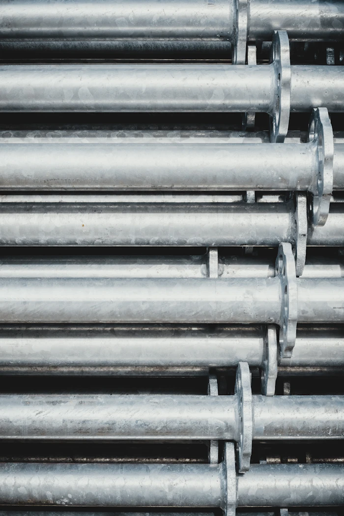 Stacked galvanized steel channel and supports