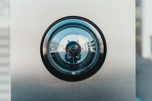 Dome camera in brushed steel