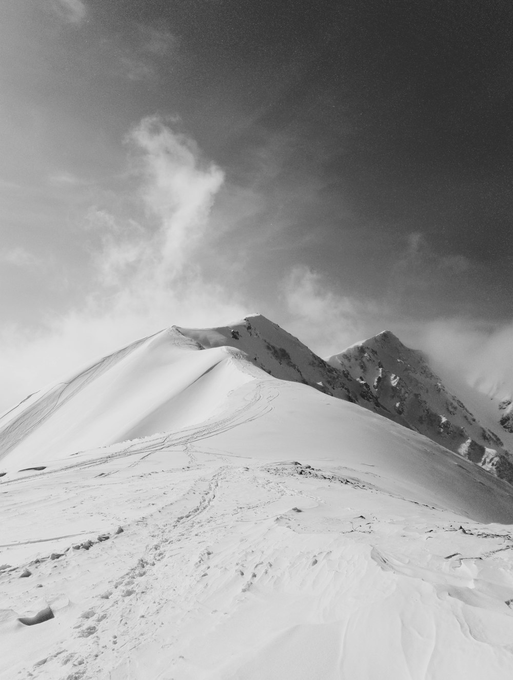 mountain coated by snow