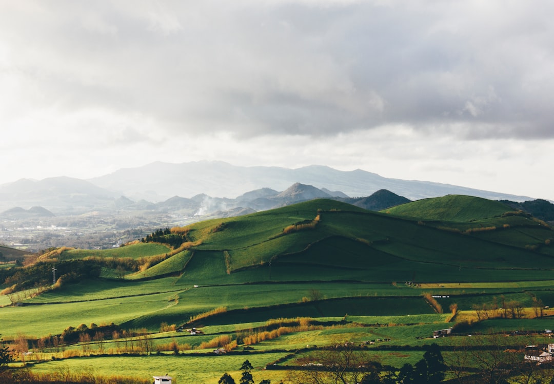 landscape photography of green mountains