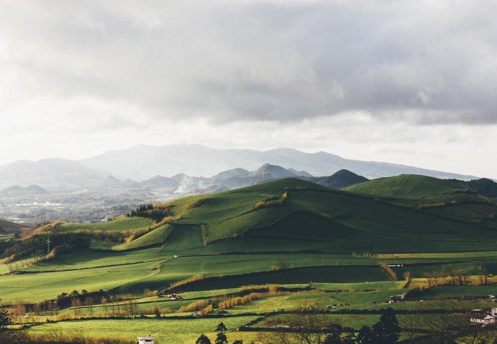 landscape photography of green mountains