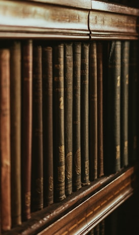 close-up photography of bookcase