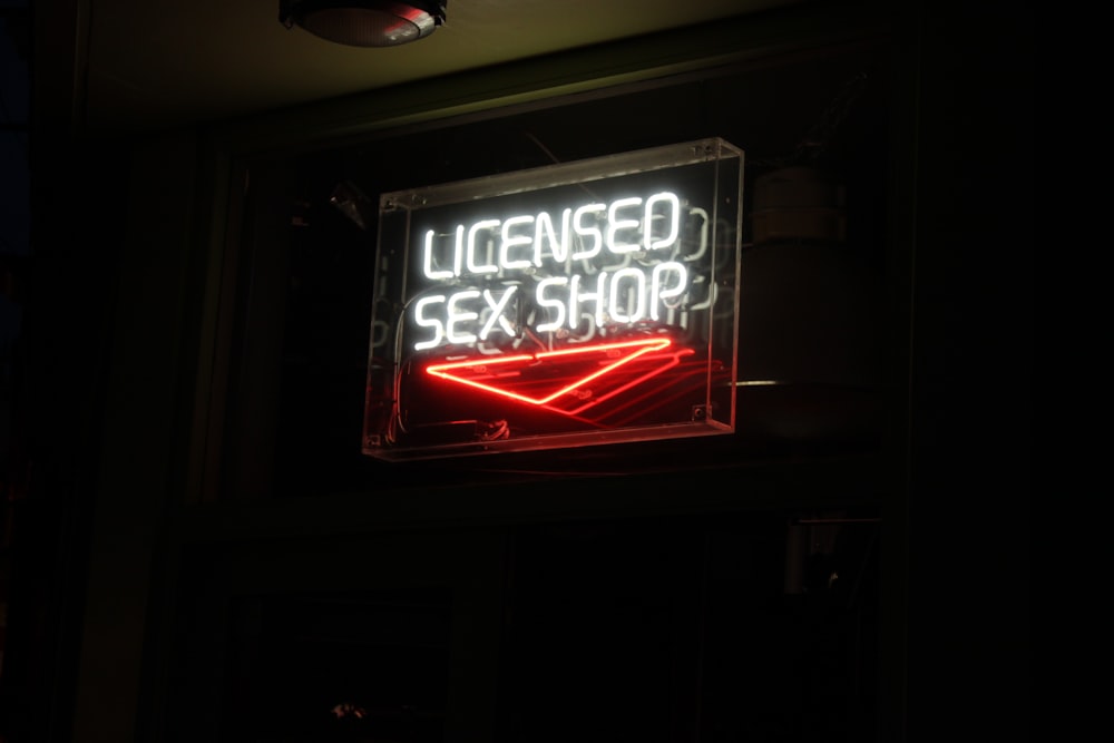 red and white LED signage lighted