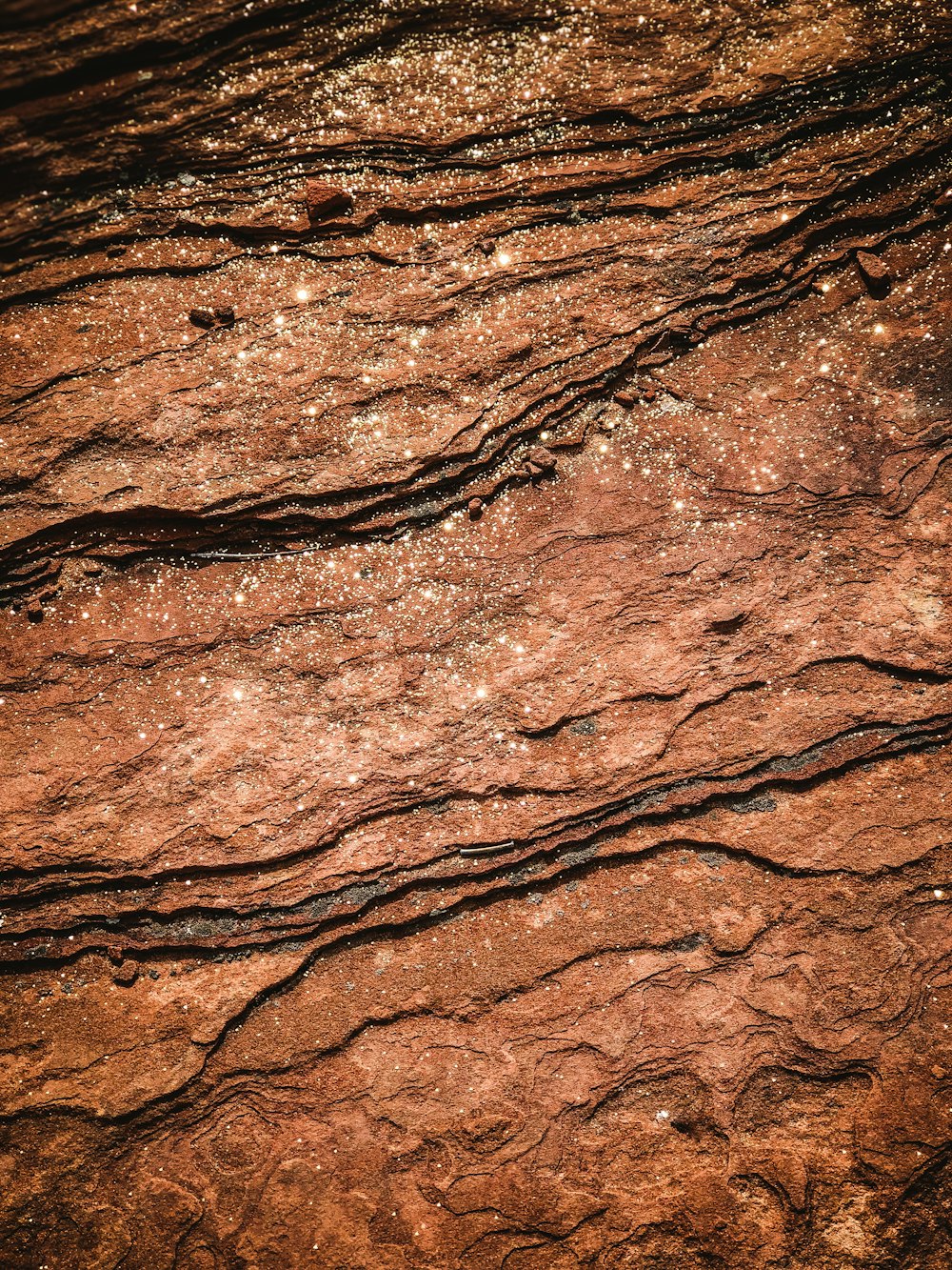 Un primer plano de una superficie de roca con agua