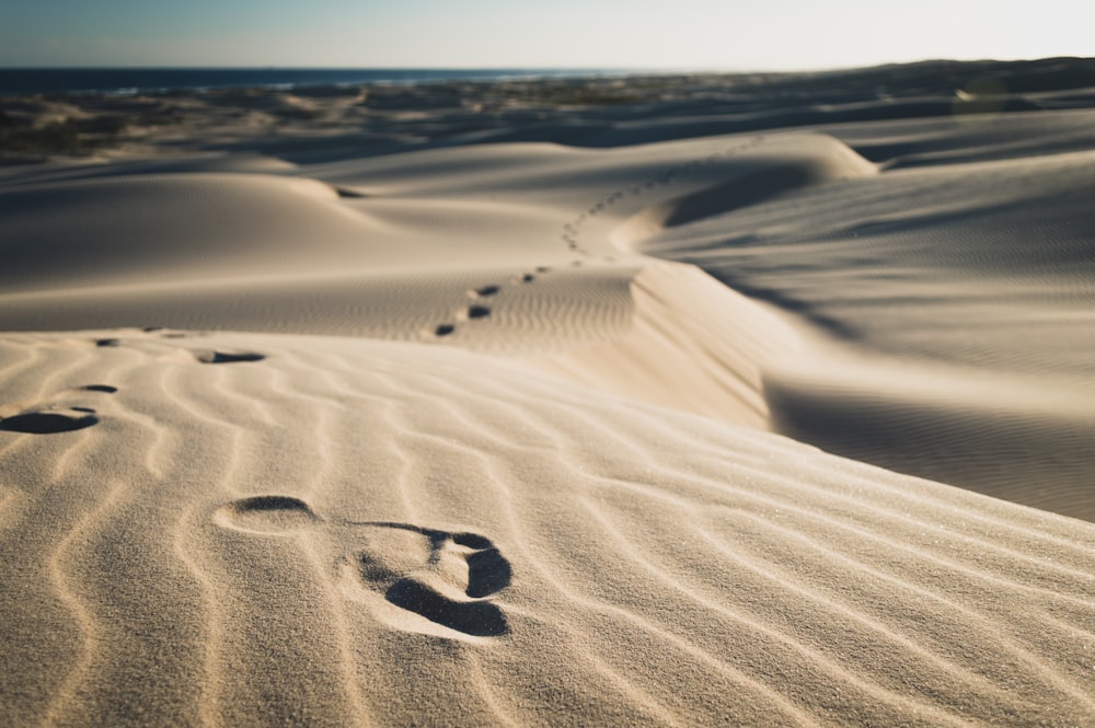 footsteps on sand during daytime