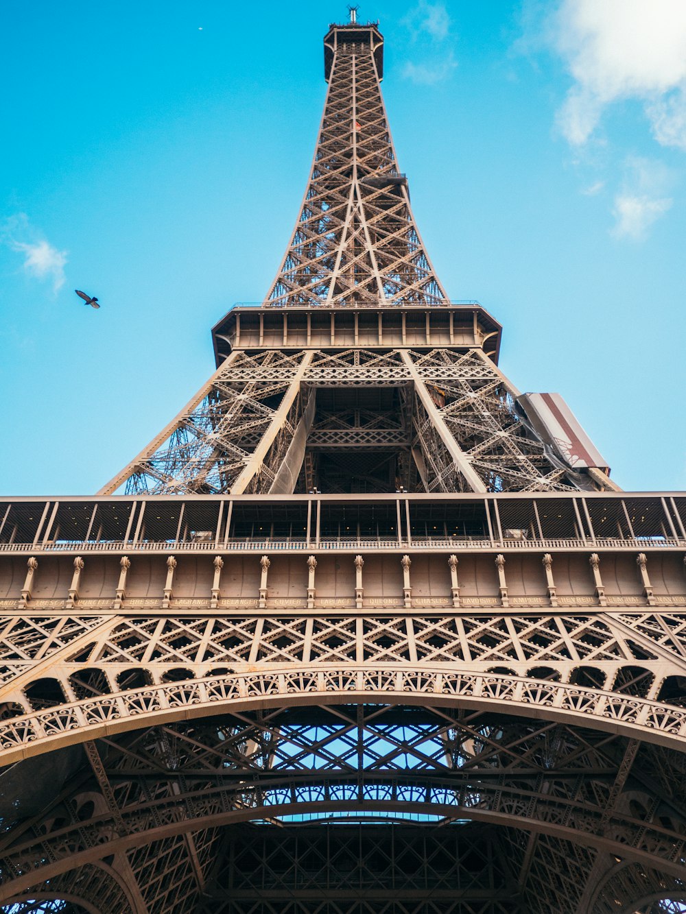 fotografia dal basso della Torre Eiffel, Parigi, Francia