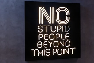 No stupid people beyond this point LED signage