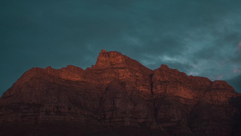 mountain under dark sky