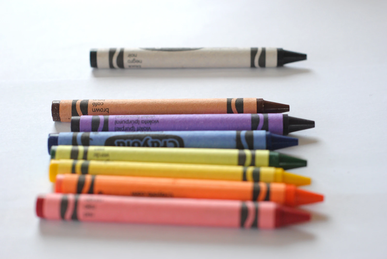 A big pile of colourful Crayola crayons