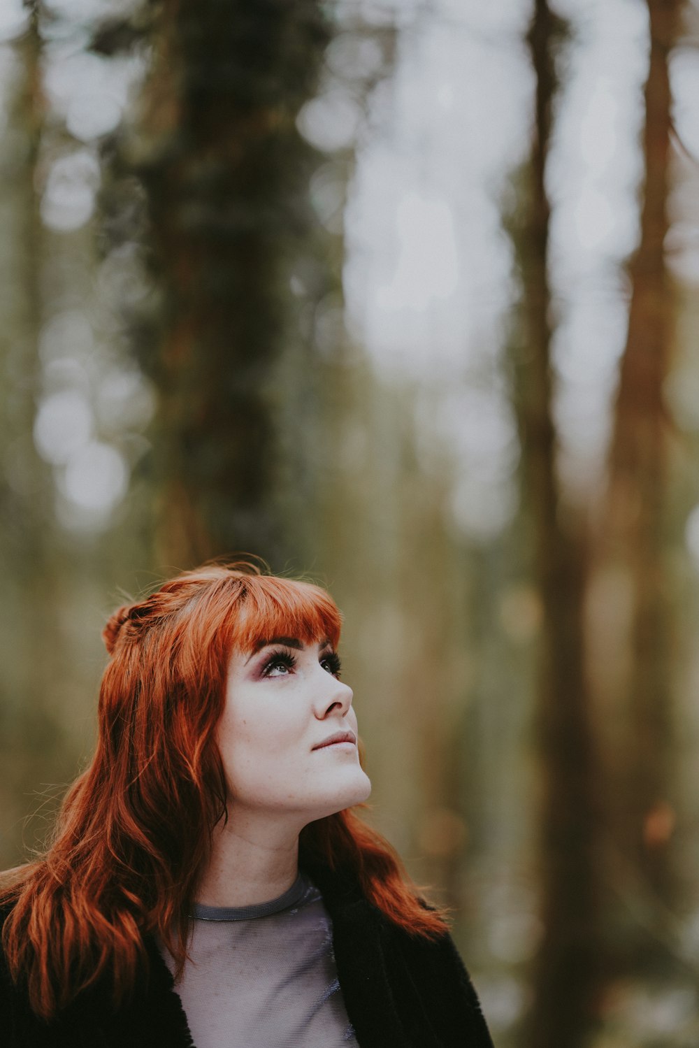 woman looking up