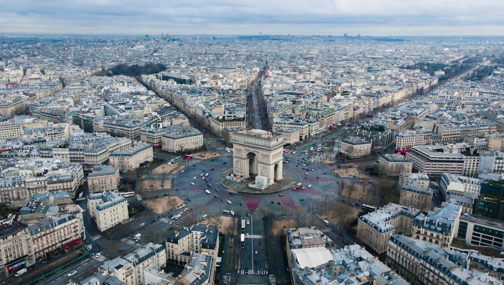 La vista aerea dell'Arco di Trionfo