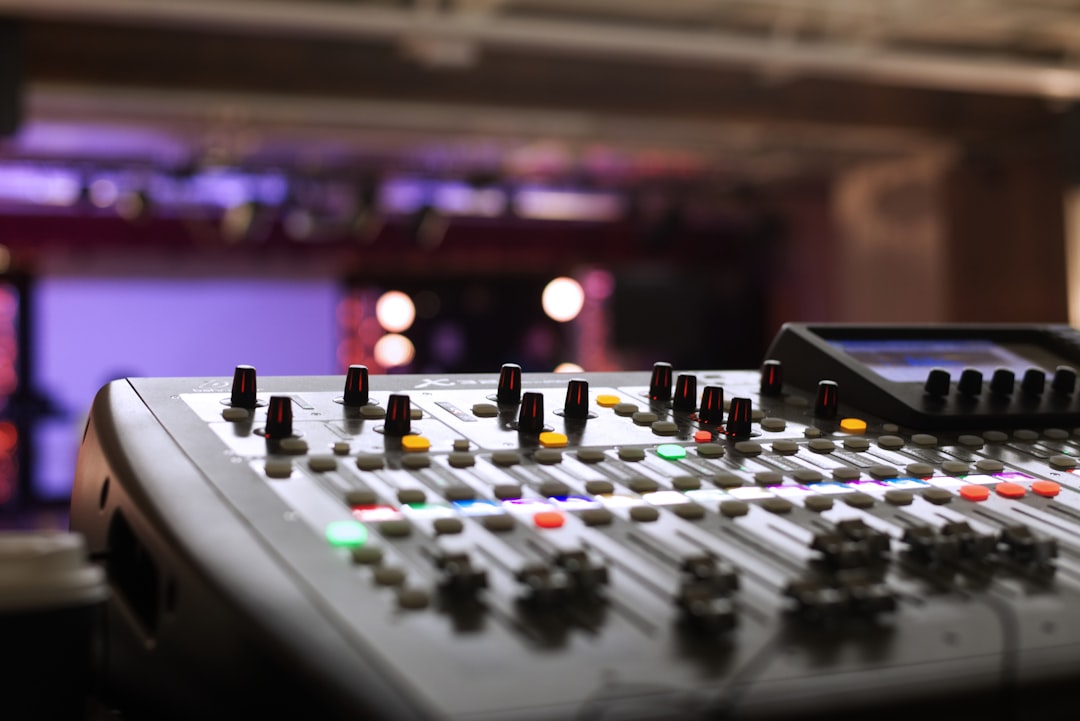 closeup photography of gray audio mixer, We were setting up for our set and I loved the stage lighting. It felt like a g