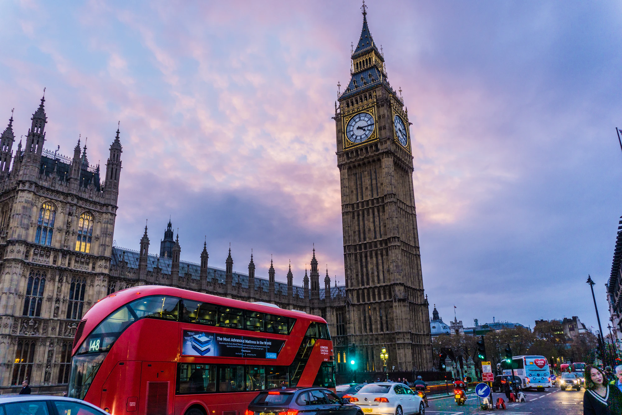 Central London skyline at dusk