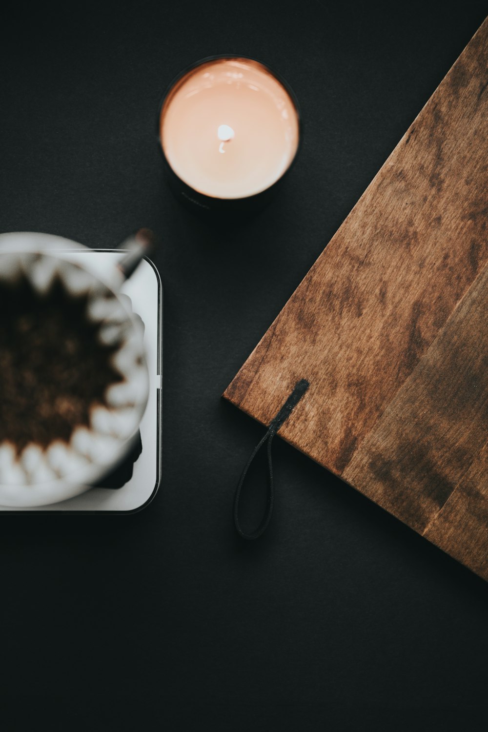 top view photography of candle