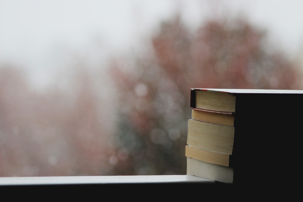 pile of books in front of the pillow