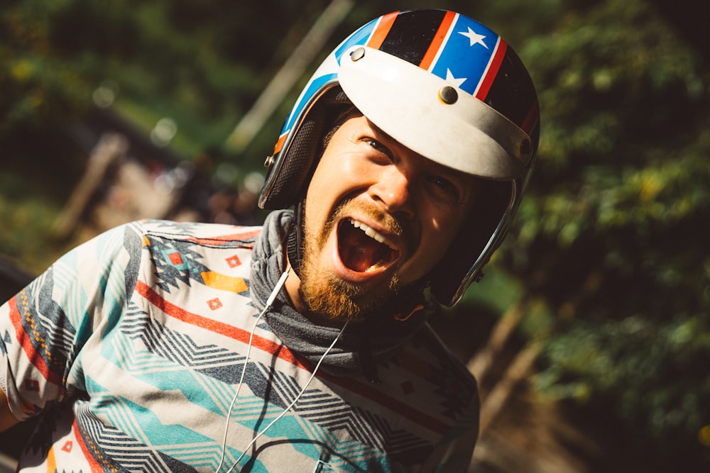 man wearing helmet