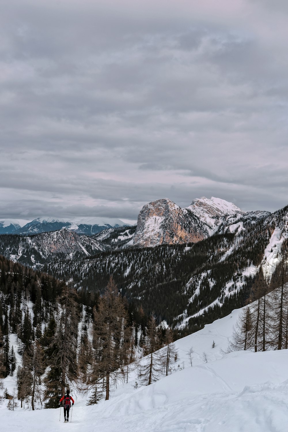 mountains covered with snow during cloudy daytime