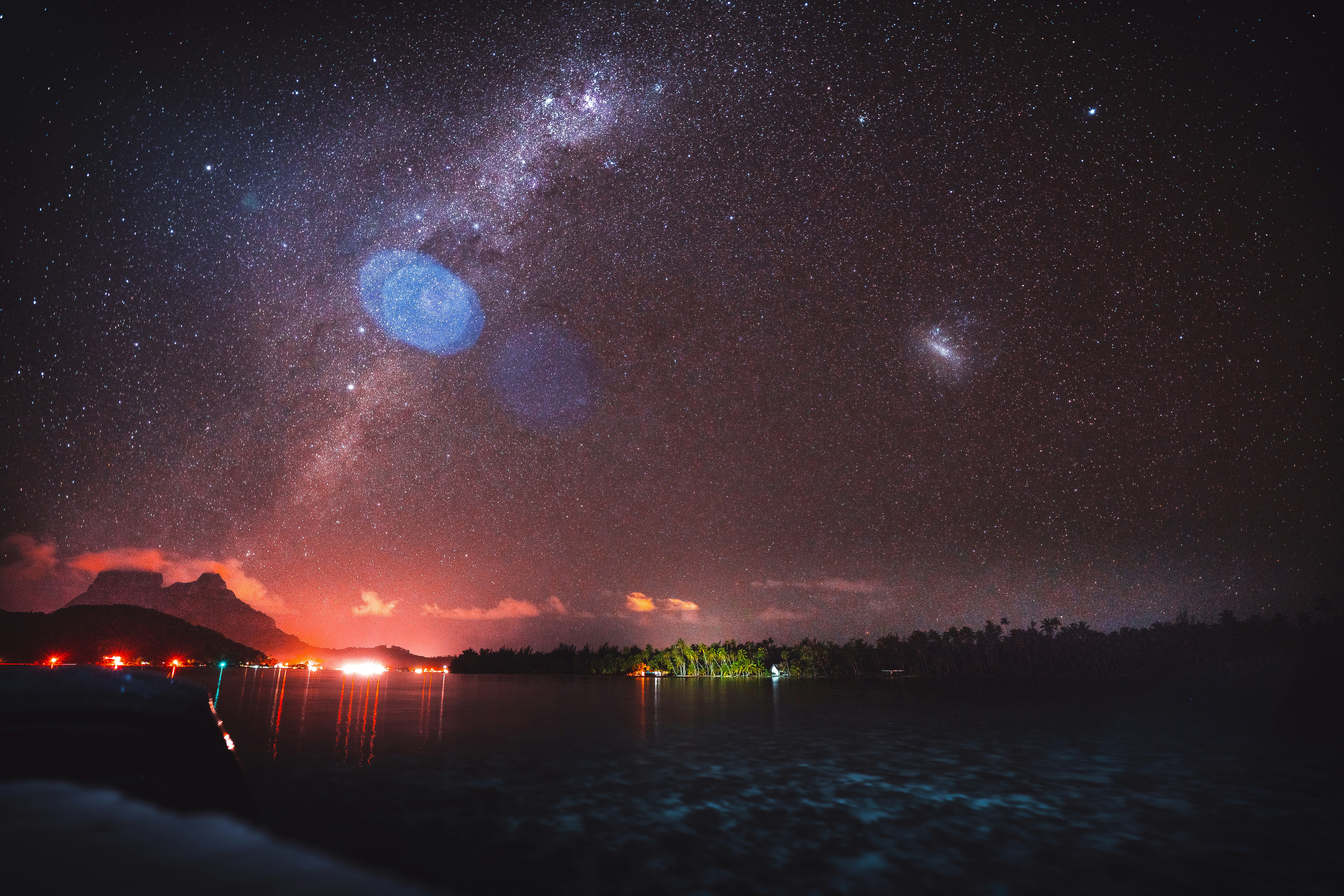 landscape photo of body of water with milkyway sky bora bora teams background