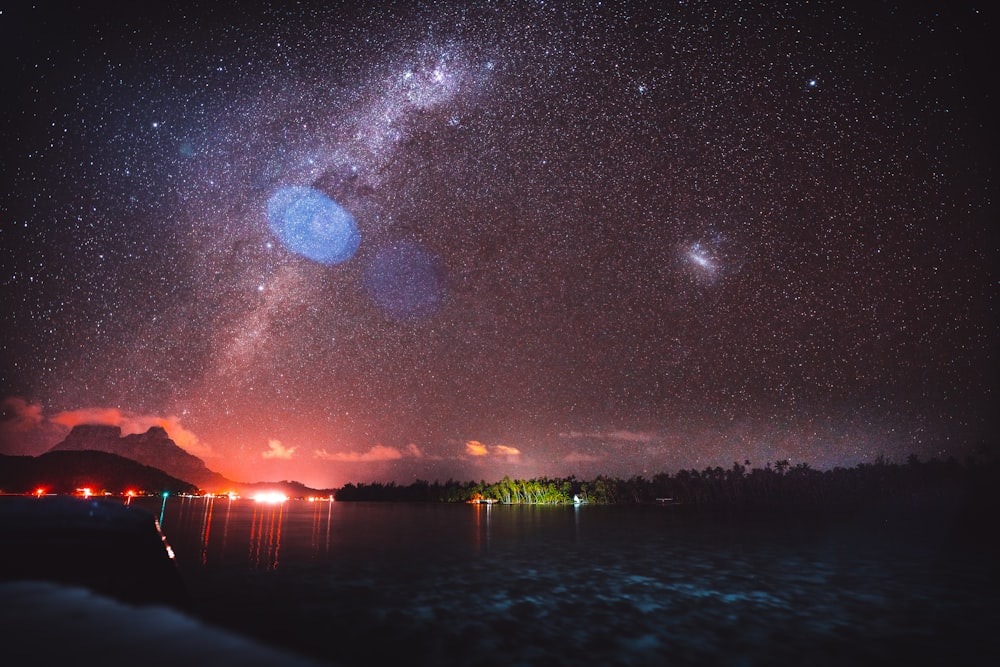 landscape photo of body of water with milkyway sky