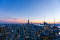 A panoramic view of the city skyline at dusk, symbolizing economic growth and opportunity.