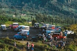 aerial photo of vehicles on ground