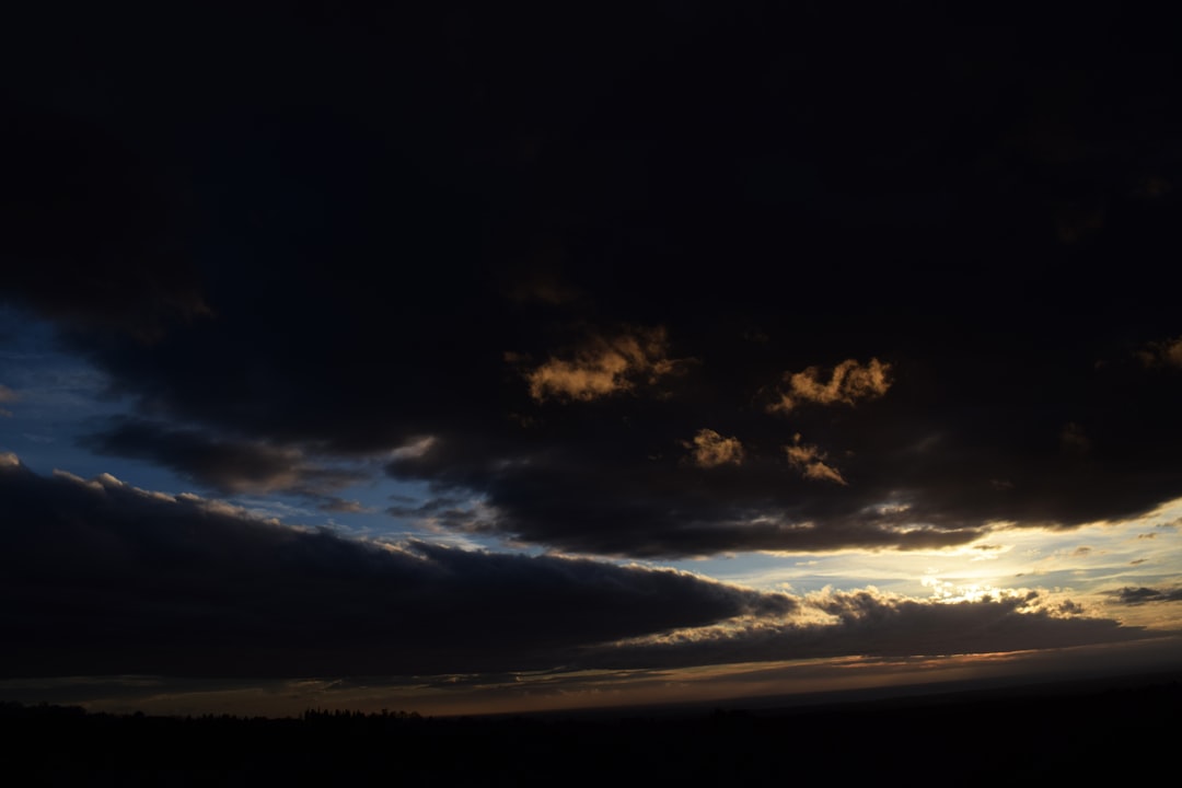 sunset covered with dark clouds