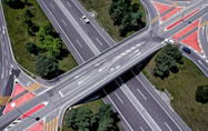 aerial photography of concrete cross road