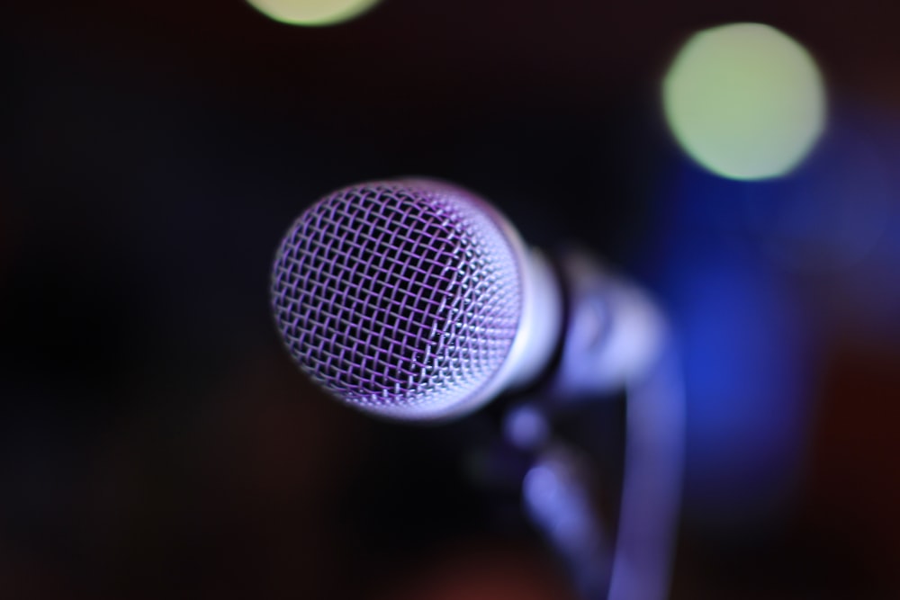 selective focus photography of microphone