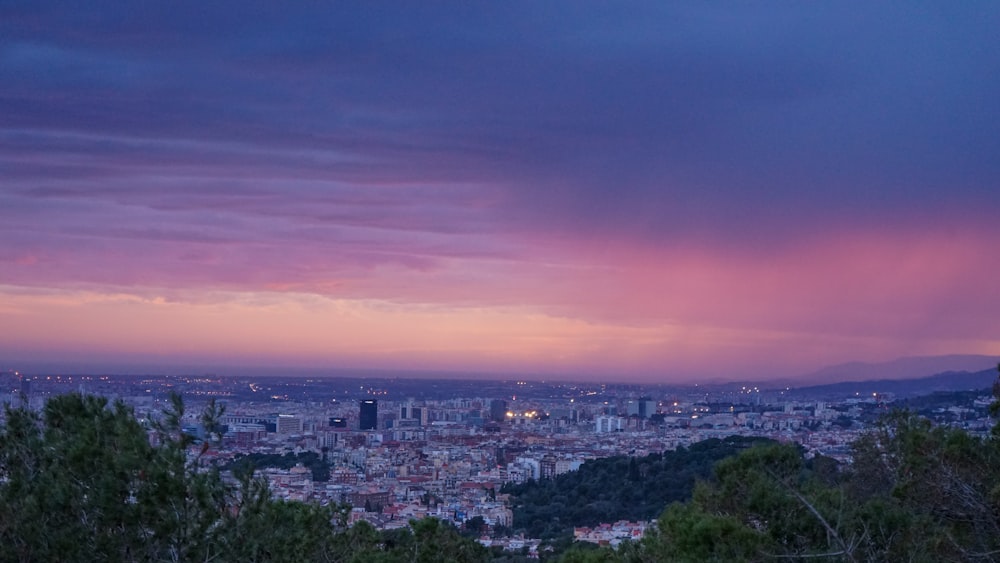 top view photo of city during sunset