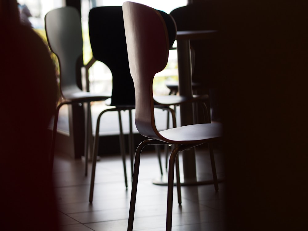 gray chair beside table