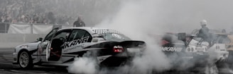 A dynamic street racing scene featuring sleek cars and powerful motorbikes in action.
