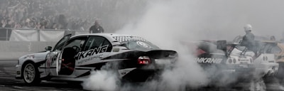 A dynamic street racing scene featuring sleek cars and powerful motorbikes in action.