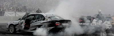 A dynamic scene of a racing game with cars speeding on a track.