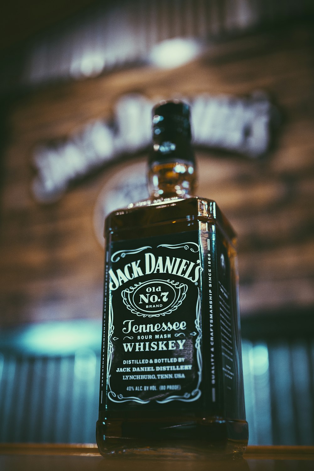 Botella de vidrio de Jack Daniel's Tennessee
