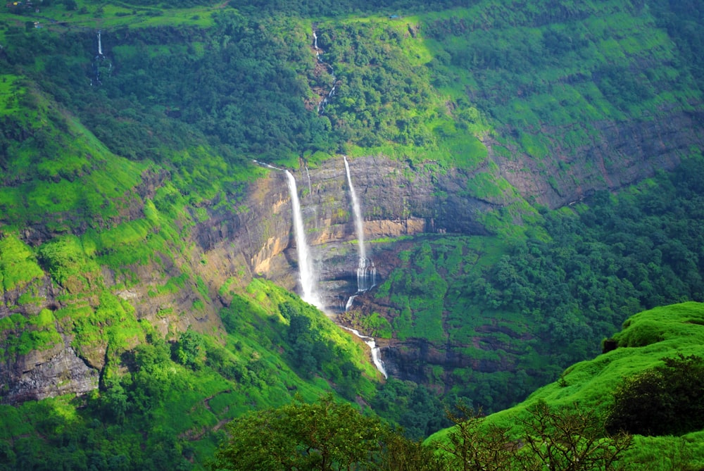 waterfalls surrounded by trees during daytime