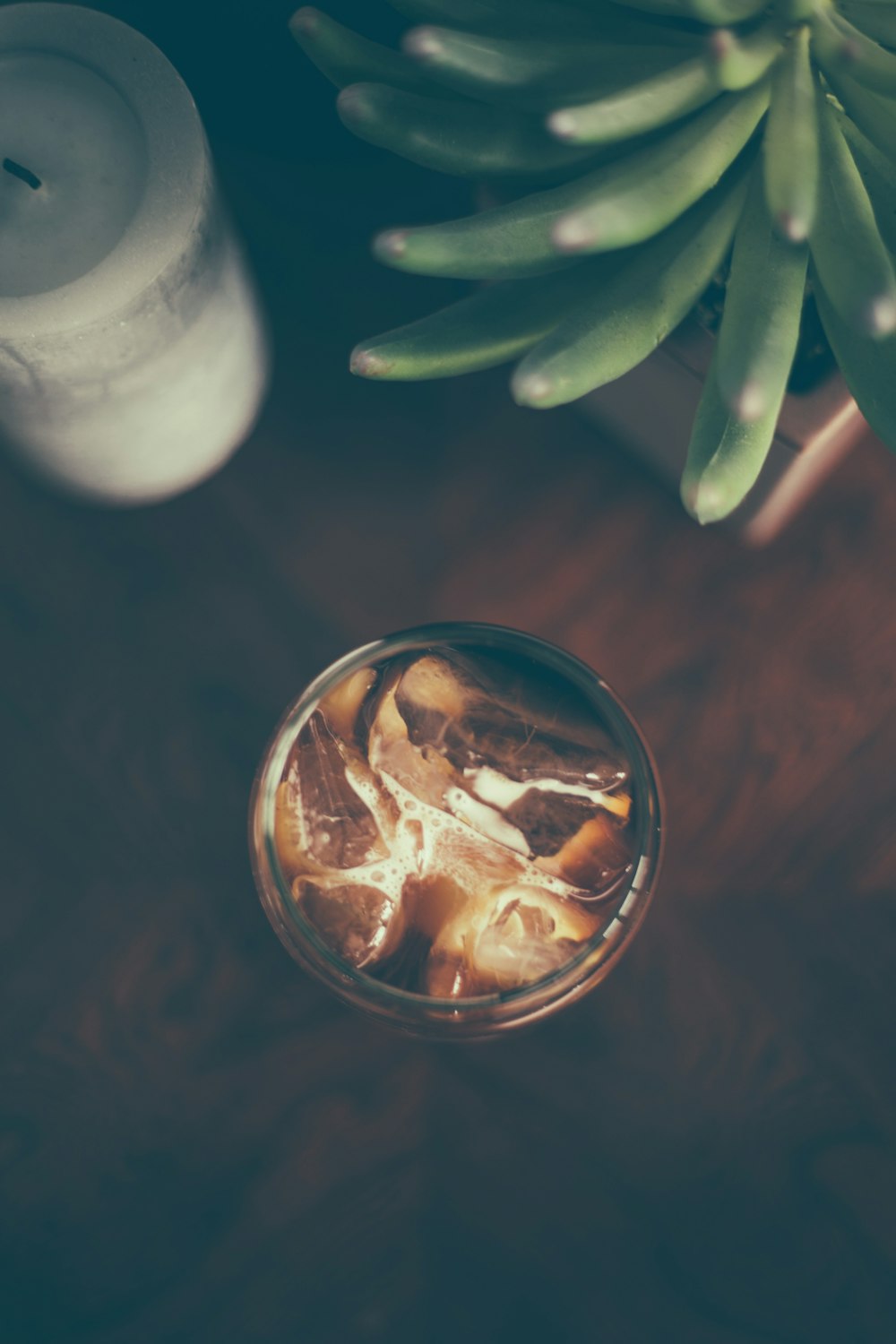 close-up photography of glass filled with ice cubes