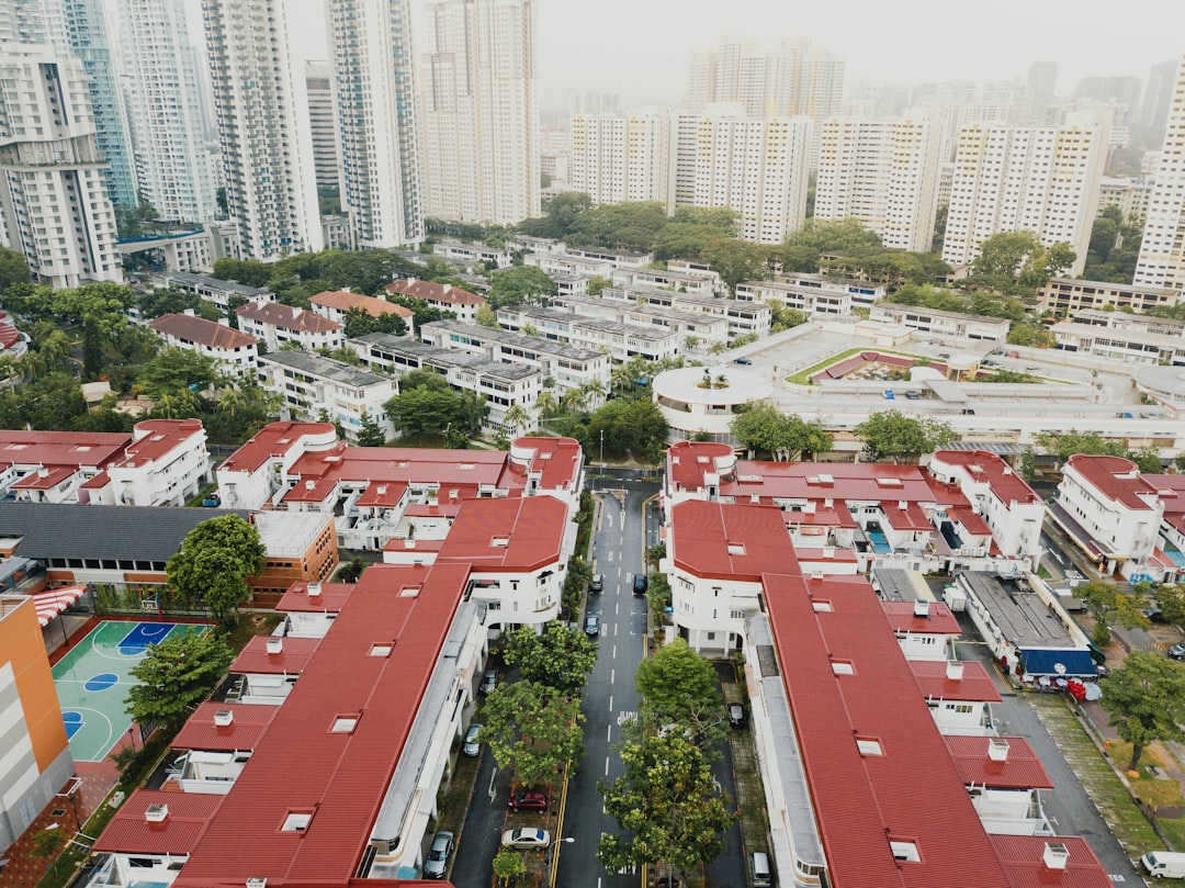 aerial view of skyscrapers