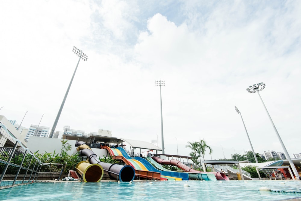 low angle photography of waterpark at daytime
