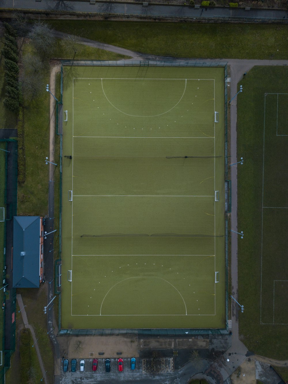 aerial photography of court