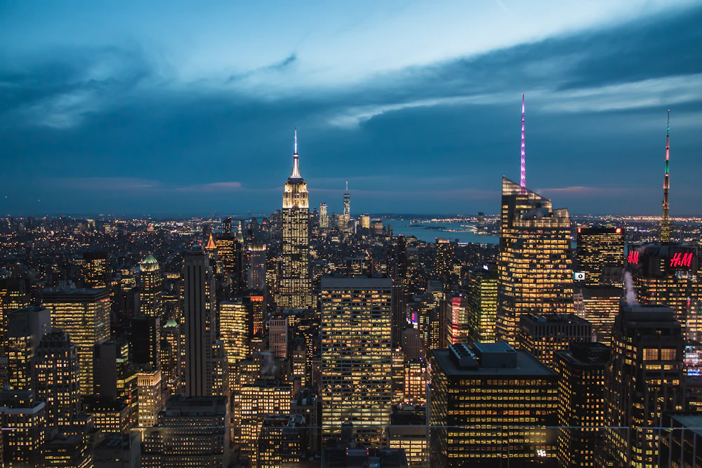 Empire State Building and Manhattan at dusk