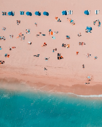 bird's-eye view photography of people in seashore