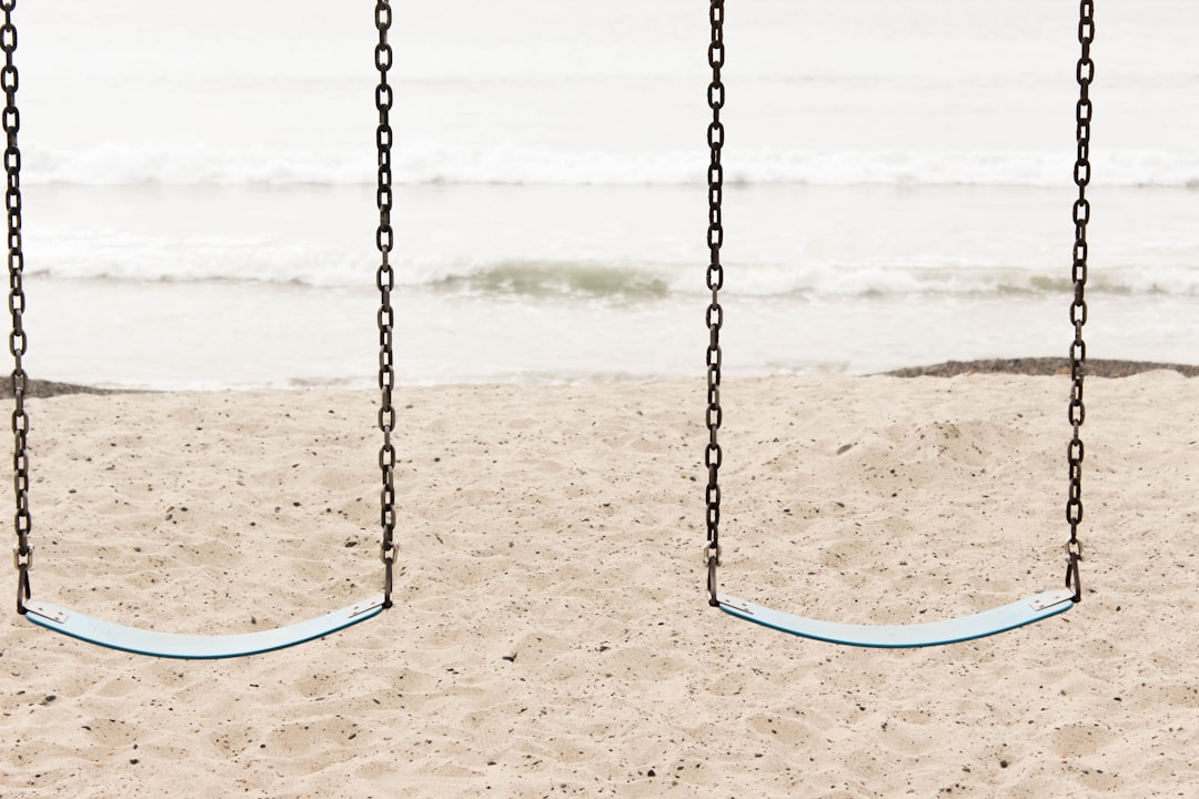 photo of two black metal swings