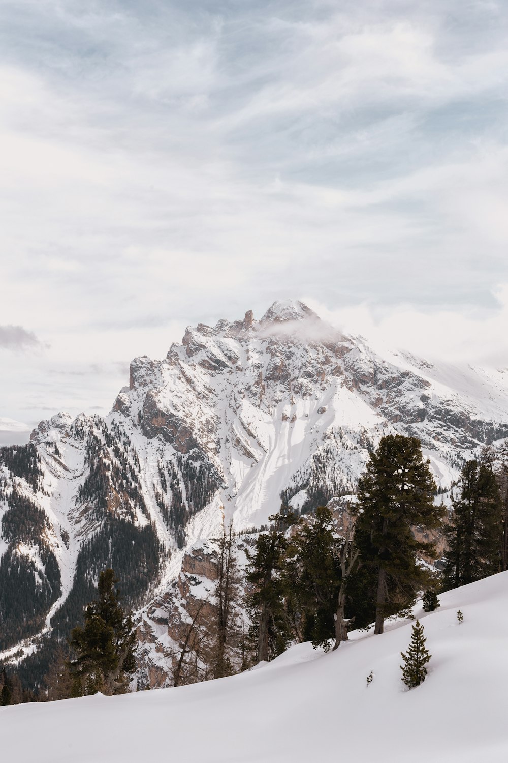 mountain covered in snow