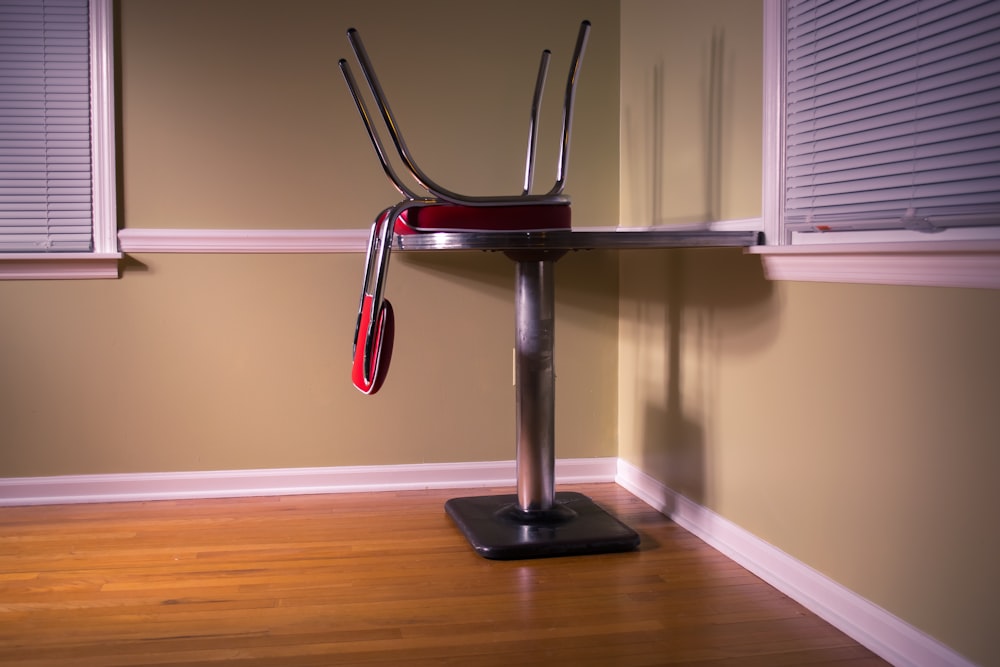 black and red metal stand