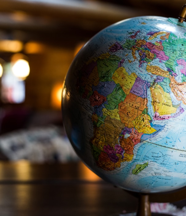 desk globe on table