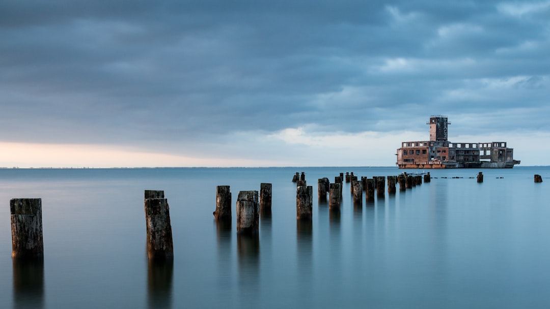 dock wooden base on water,