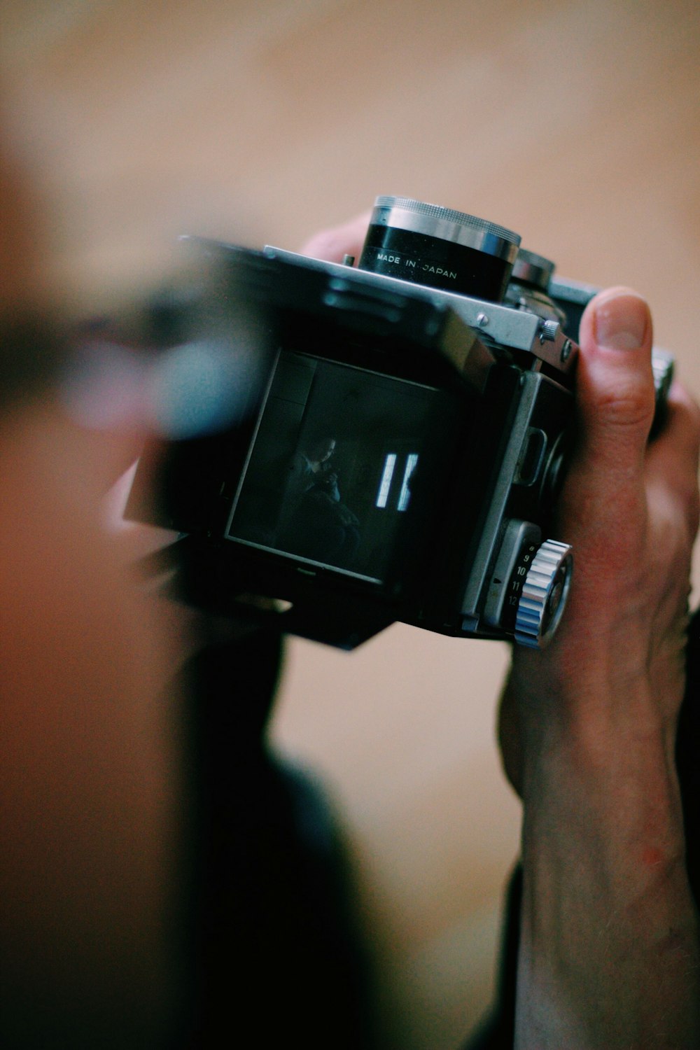 close view of person holding camera