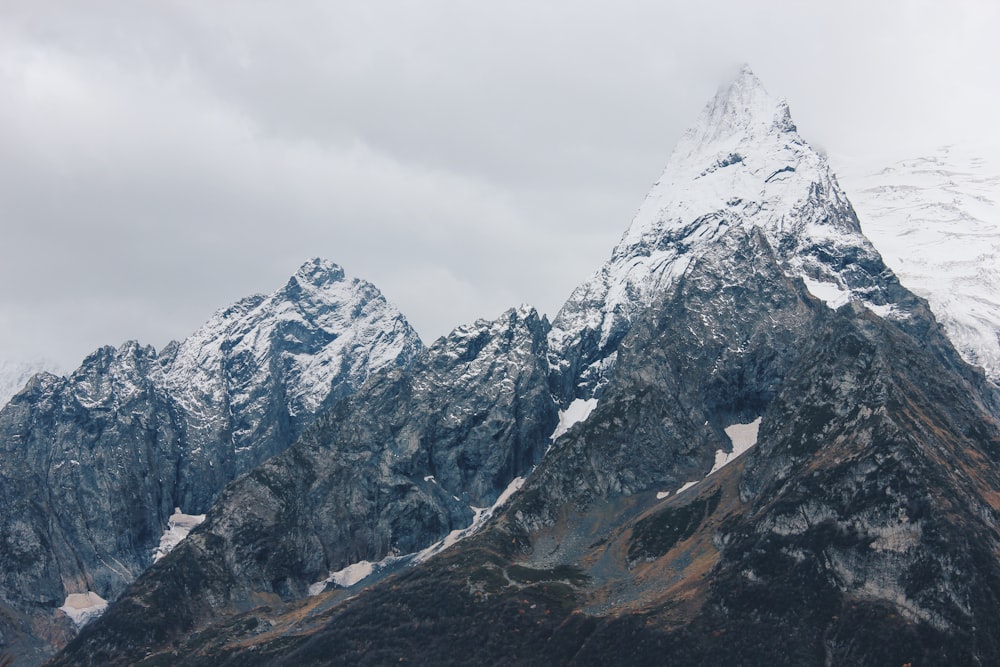 closeup photo of mountain peaks
