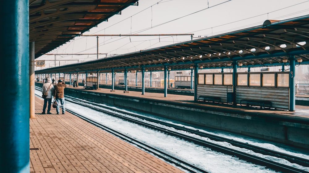 group of people on ground beside train way under gray sky